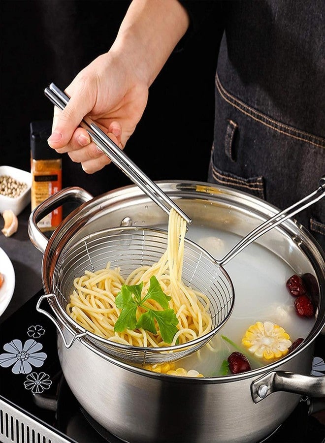 TOP TRICK Stainless Steel Deep Fry Strainer Puri Jhara Skimmer Strainer (Blue strainer-16cm) - Image 3